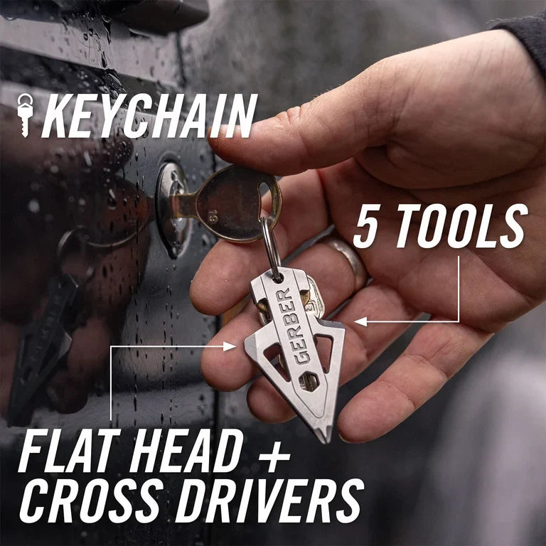 Gerber Broadhead EDC Keychain Multitool, Pocket Clip, Bottle Opener