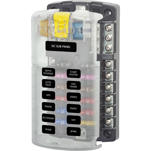 Blue Sea Systems ST Blade Fuse Block - 12 Circuits with Negative Bus and Cover