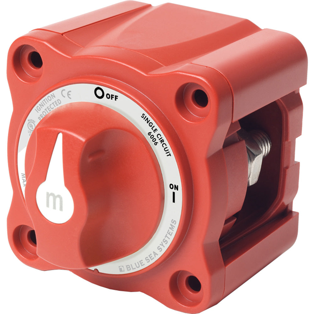 Blue Sea Systems M-Series Mini on-Off Battery Switch with Knob Red