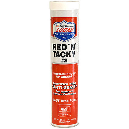 Lucas Oil 10005 Red N Tacky Grease - 14 Oz. - Height 9.31 Width 2.2 Length 2.2