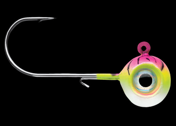 Vmc 3/8 Oz. Neon Moon Eye Jig - 4 Pack - Pink Fire Uv