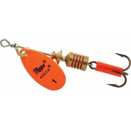 Mepps Aglia In-Line Spinner 1/8 Oz Plain Treble Hook Hot Orange Blade