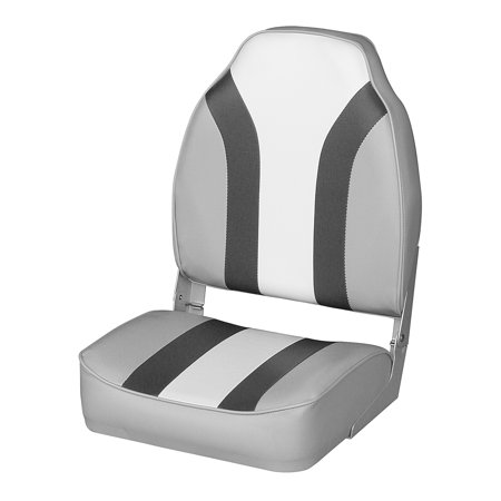 8WD1062LS-975 Classic High Back Fishing Boat Seat Gray Charcoal & White