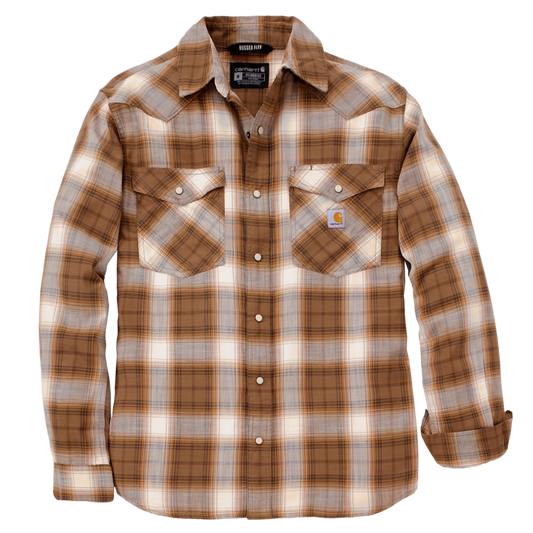 Carhartt Men's Montana Rugged Flex Relaxed Fit Lightweight Long-Sleeve Snap-Front Plaid Shirt