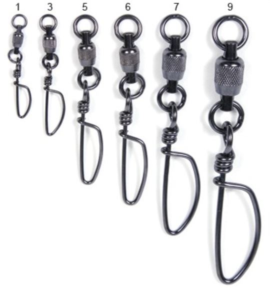 Stainless Ball Bearing Snap Swivels NickelBlack 2Ring 95Lb 4PK
