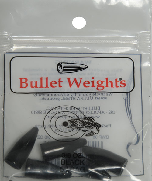 Bullet Weights Painted Sinker – 5 Piece Black