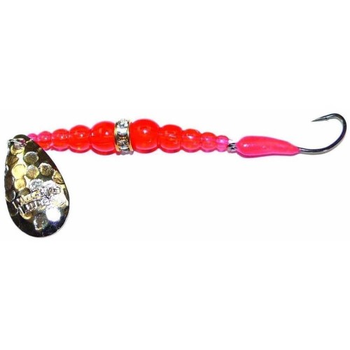 Mack S Lure Kokanee Killer Single Series Freshwater Spin Fishing Lure #6 Glo Hook #2 Hammered Nickel Blade Flo Orange Beads