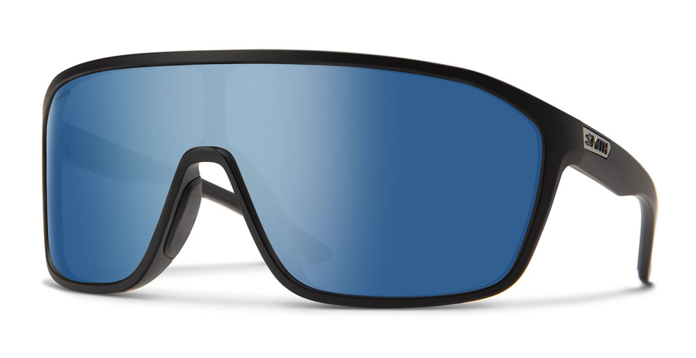 Smith Optics Active 204932 Boomtown Sunglasses 00399XX - Matte Black - Chromapop Polarized Blue Mirror Unisex Square