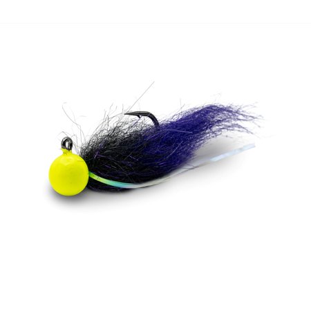 Mustad Tailout Twitcher Jig 3/4oz UV Chartruese-Anadro Black- Mystic Purple