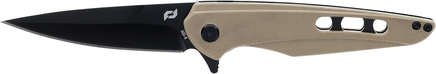 BTI Schrade Delta Class Kinetic Folder Tan 7.38in with 3.5in AUS-8 Steel Blade and G10 Handle for EDC