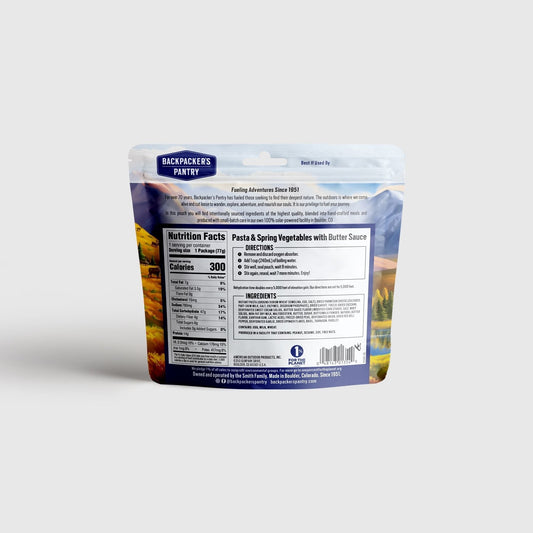 Backpacker's Pantry Pasta & Spring Vegetables with Butter Sauce