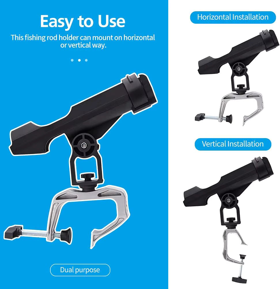 OEM Fishing Boat Rod Holder Fishing Rod Racks with 360 Degree Adjustable Large Clamp Racks Bracket for Kayak Canoe Raft Fishing B06