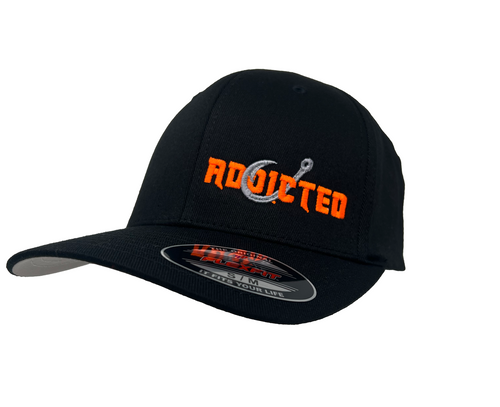 Addicted Fishing Black/Orange Flexfit