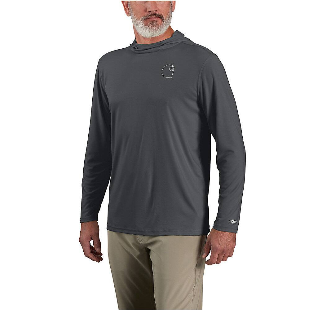 Carhartt Force Sun Defender Lightweight Long-Sleeve Hooded Logo Graphic T-Shirt