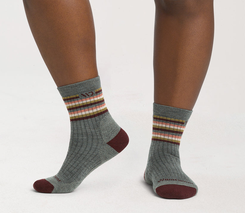 Wide Open Multi Stripe Cushioned Micro Crew Socks Women's