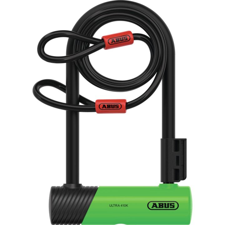 Abus Ultra Mini 410K/150HB180 U-Lock 180x106 mm + Frame Bracket SH34 + Loop Cable 10/120 - Green