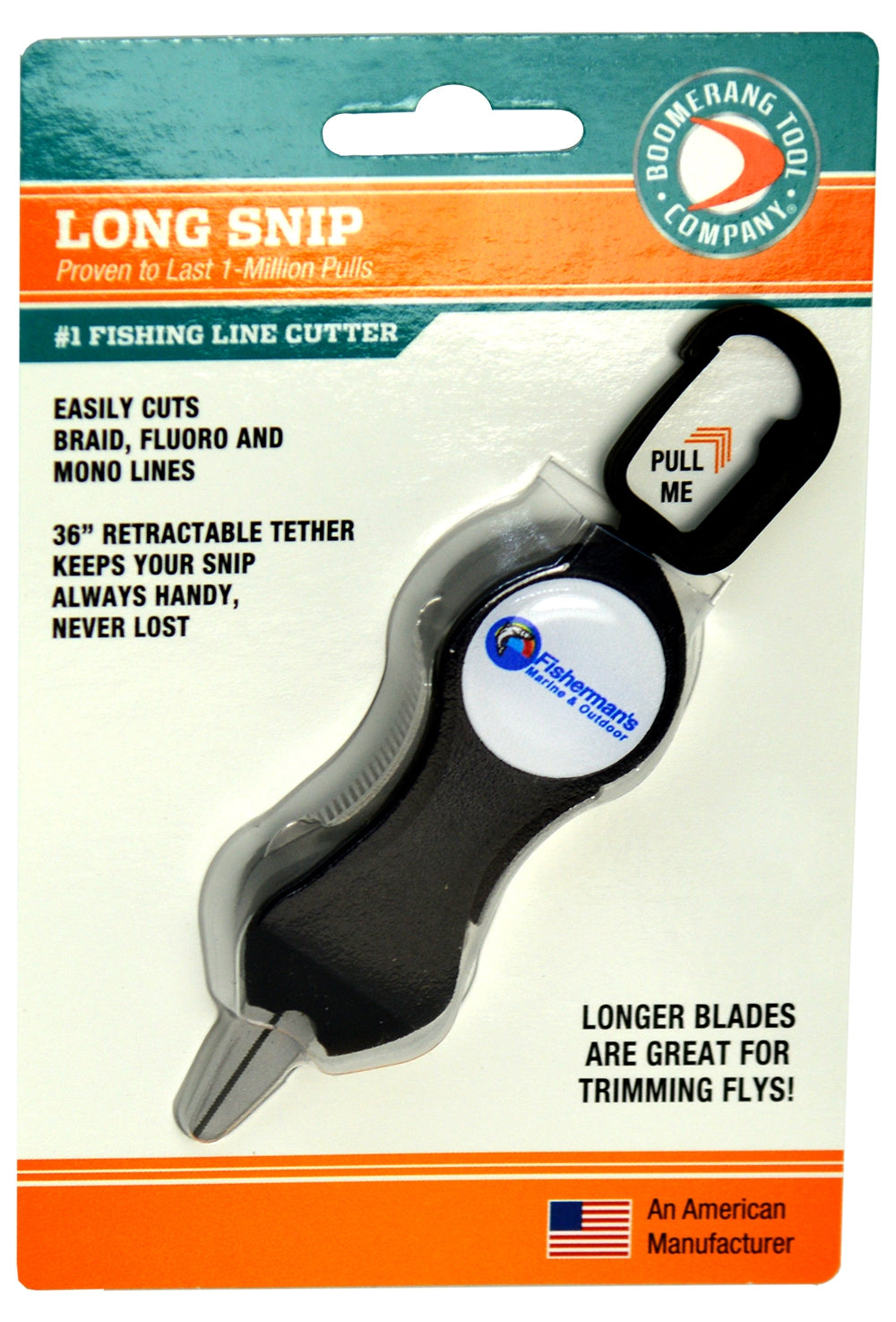 Boomerang Tool Fisherman'S Logo Long Snip Fishing Line Snipper