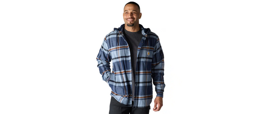 Carhartt Men's Rugged Flex Relaxed Fit Flannel Fleece Lined Hooded Shirt Jacket
