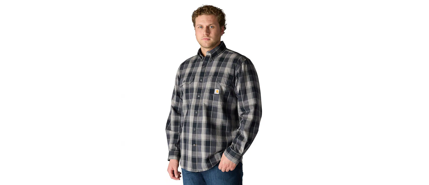 Carhartt Loose Fit Midweight Chambray Long-Sleeve Plaid Shirt Men's