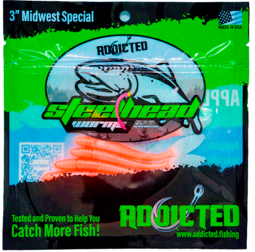 Addicted Fishing Peach Legend Worms - 3" Midwest Special