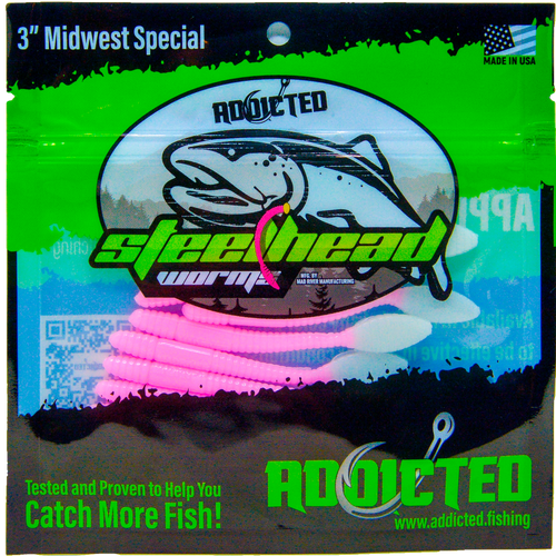 Addicted Fishing Ghost Pink Worms - 3" Midwest Special