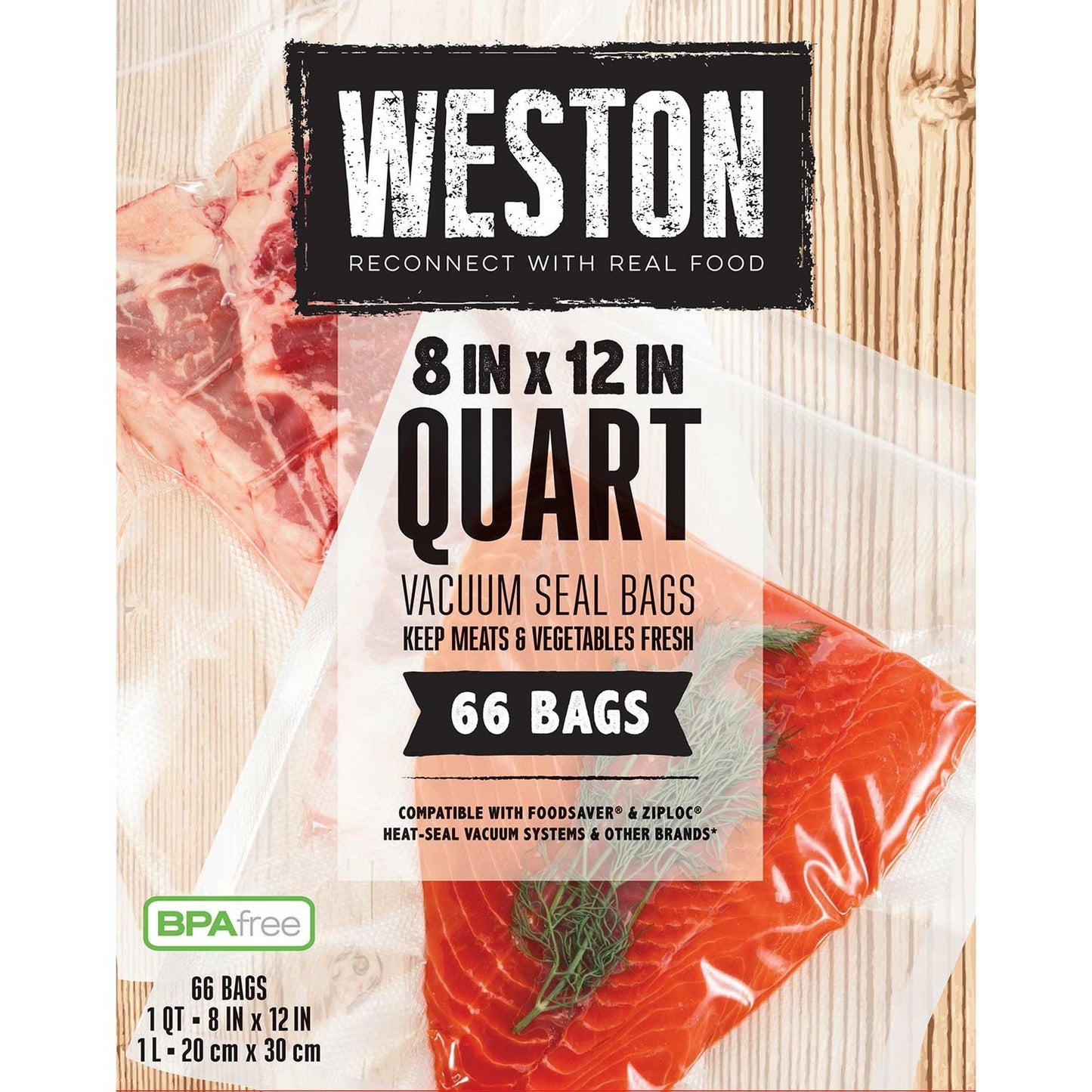 Weston Vac Sealer Bags 8" x 12" (Quart) 66 count