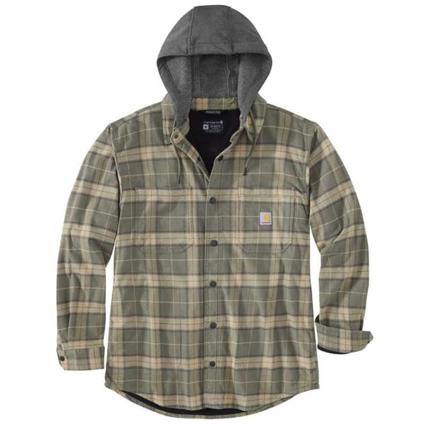 Carhartt Rugged Flex Relaxed Fit Flannel Fleece Lined Hooded Shirt Jacket Men's