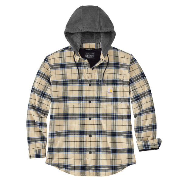 Carhartt Men's Rugged Flex Relaxed Fit Flannel Fleece Lined Hooded Shirt Jacket