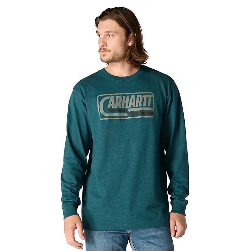 Carhartt Men's Loose Fit Heavyweight Long-Sleeve Logo Sleeve Graphic T-Shirt