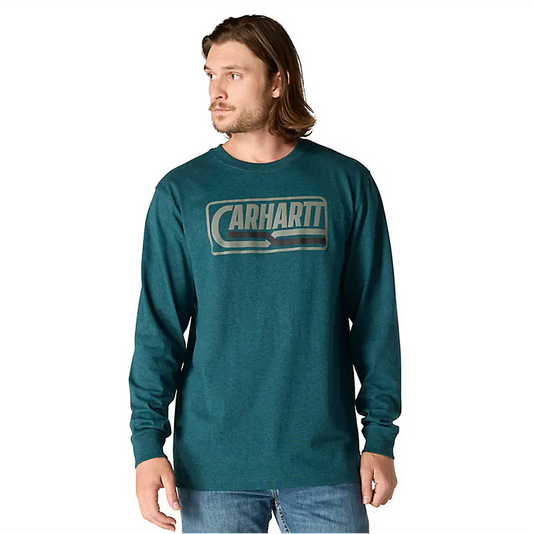 Carhartt Men's Loose Fit Heavyweight Long-Sleeve Logo Sleeve Graphic T-Shirt