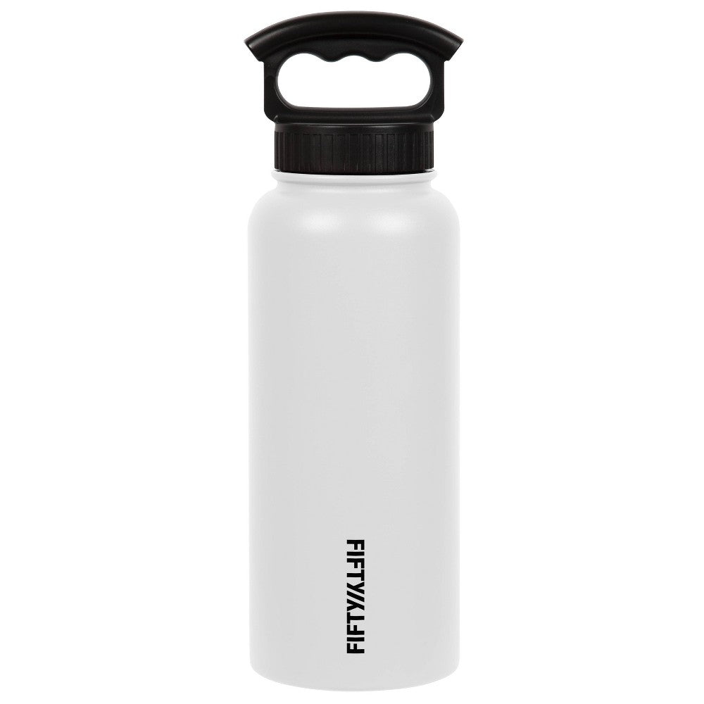 V34001WH0 34 Oz Winter White Bottle with 3 Finger Grip Cap