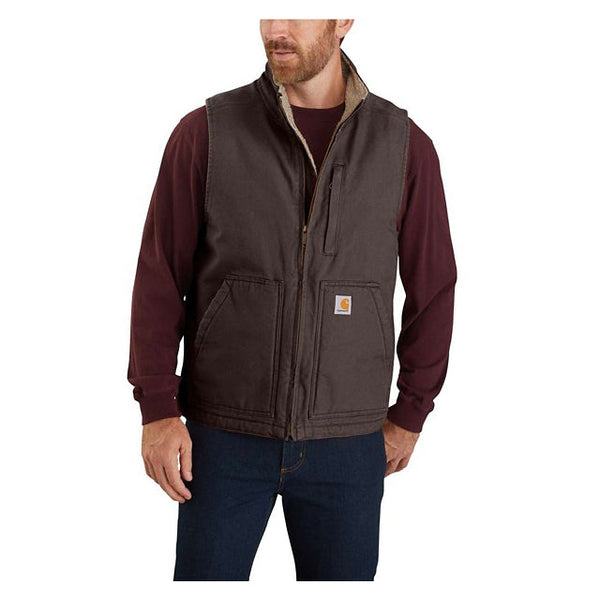 Carhartt Men's Loose Fit Washed Duck Sherpa-Lined Mock Vest