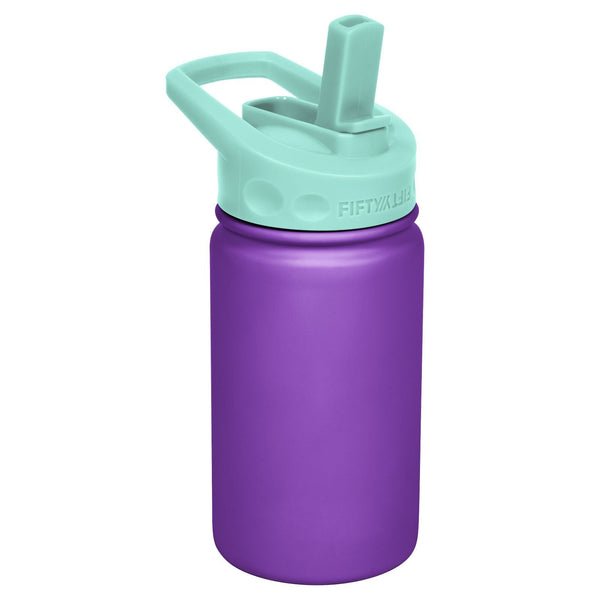 K12000007 12 Oz Double-Wall Vacuum-Insulated Bottles with Straw Caps Purple & Cool Mint