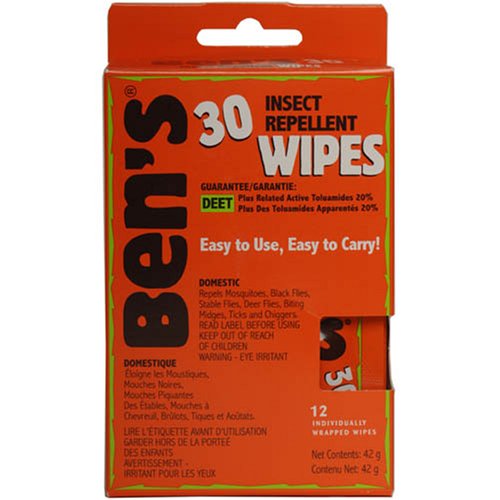 Bens Tick & Insect Repellent Wipes (Pack of 12)
