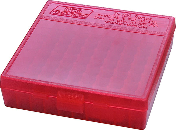 Mtm P-100 Flip-Top Pistol Ammo Box 1.22 Oal Red Poly