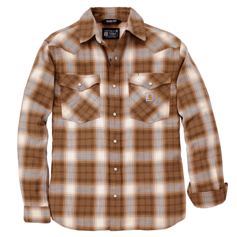 Carhartt Men's Montana Rugged Flex Relaxed Fit Lightweight Long-Sleeve Snap-Front Plaid Shirt