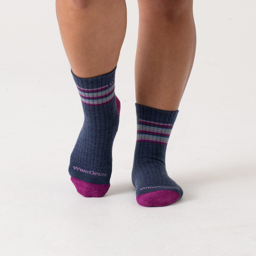 Wide Open Multi Stripe Cushioned Micro Crew Socks Women's