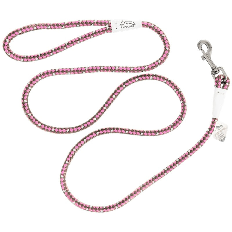 Coastal Pet 36216Rob 6 Ft. Dog K9 Explorer Reflective Braided Rope Snap Dog Leash - Rosebud Pink