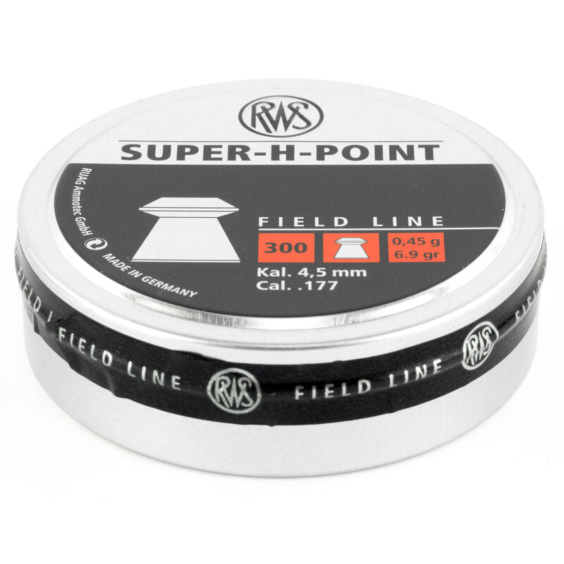 Rws Super H Point Field Line Air Gun Pellets .177 Caliber 6.9 Grain Super H Point Lead Pellet 300 Round Tin