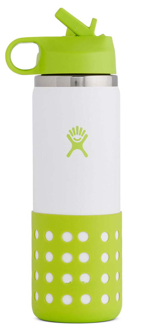Hydro Flask 20 Oz. Kids' Wide Mouth Bottle with Straw Lid and Boot, Green