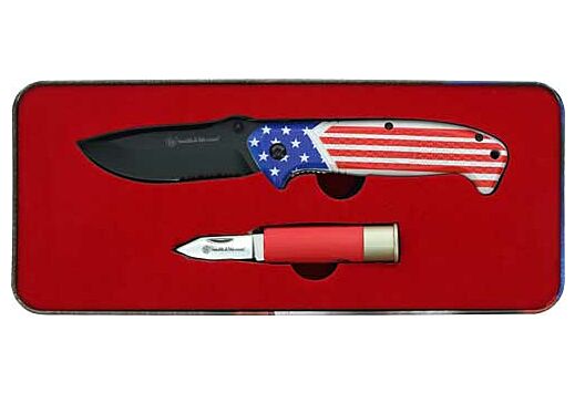 XXB Smith & Wesson Heroes Gift Set 3.25" Drop Point Blade Partially Serrated Folding Knife