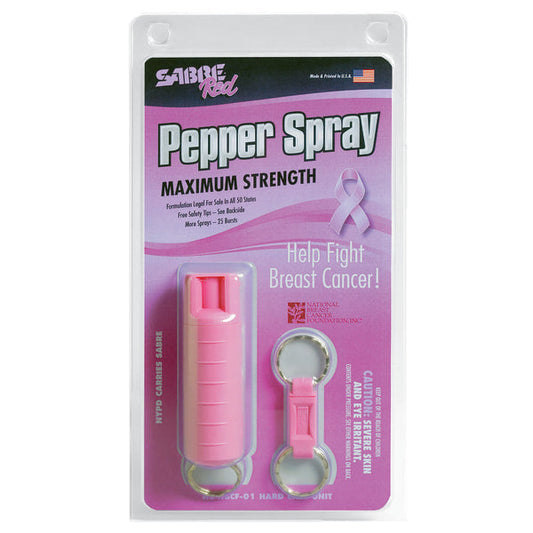Sabre Pepper Spray With Quick Release Helps Fight Breast Cancer Pink Solid Print 0.21 Lb. ZZZ