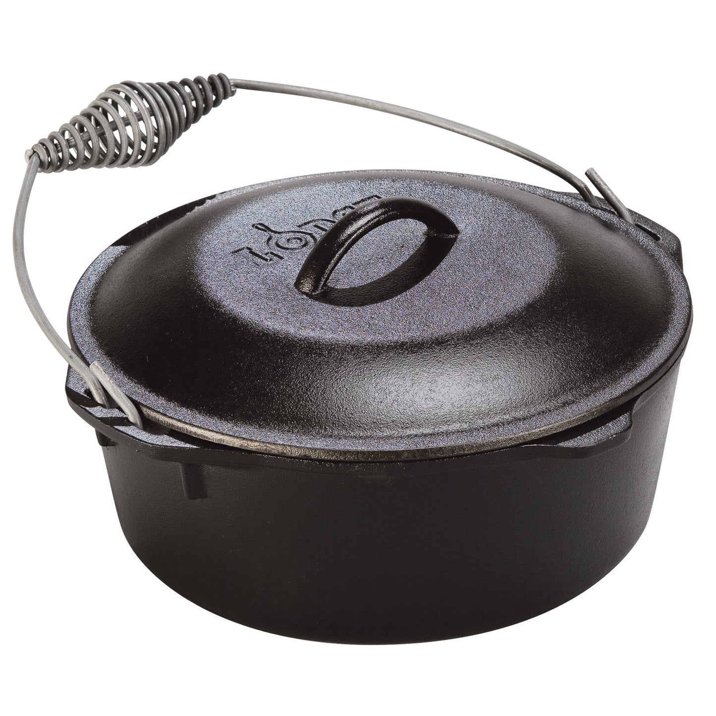 Lodge 5 Qt. Cast Iron Dutch Oven with Lid and Spiral Bail Handle Black