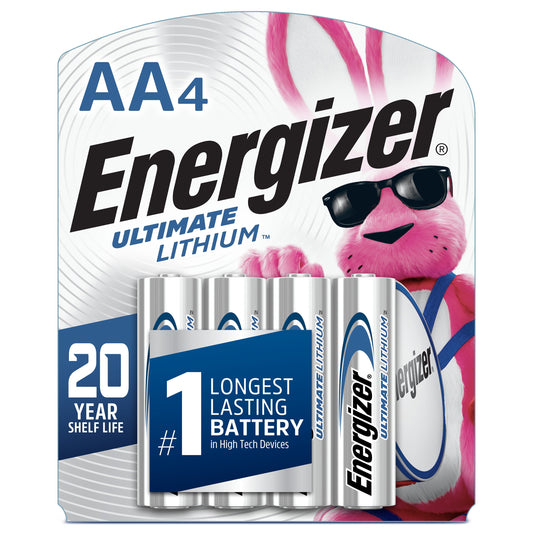 Energizer Ultimate Lithium AA Batteries (4-Pack) 1.5V Lithium Double a Batteries
