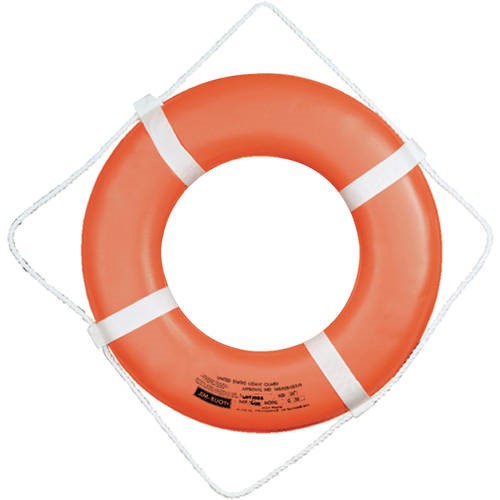 Cal June Jim-Buoy 30 in. Closed Cell Foam Life Ring with Rope Molded Into Core in Orange