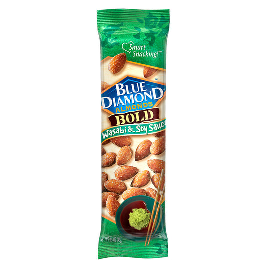 Bold Wasabi and Soy Sauce Almonds 1.5 Oz Bagged