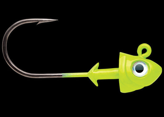 VMC Flat Shad Jig Heads Metallic Chartreuse