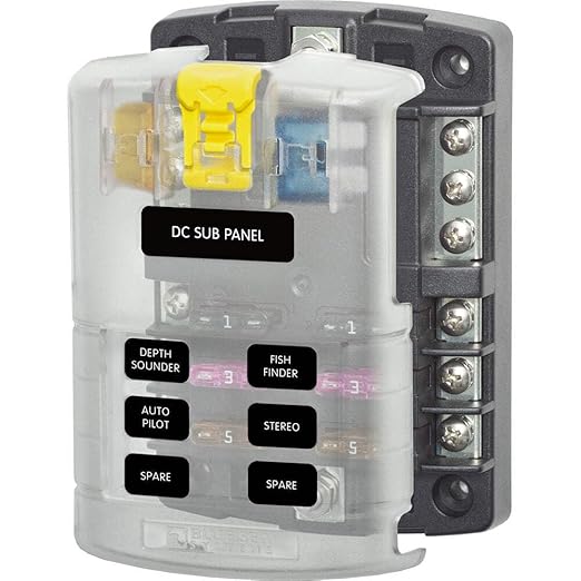 Blue Sea Systems Fuse Block ATC 6 Ckt w/Neg BusCvr
