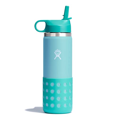 Hydro Flask 20 Oz. Kids' Wide Mouth Bottle with Straw Lid and Boot, Orange