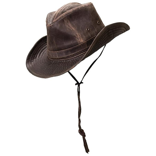 Dorfman-Pacific Weathered Cotton Outback Hat With Chin Cord